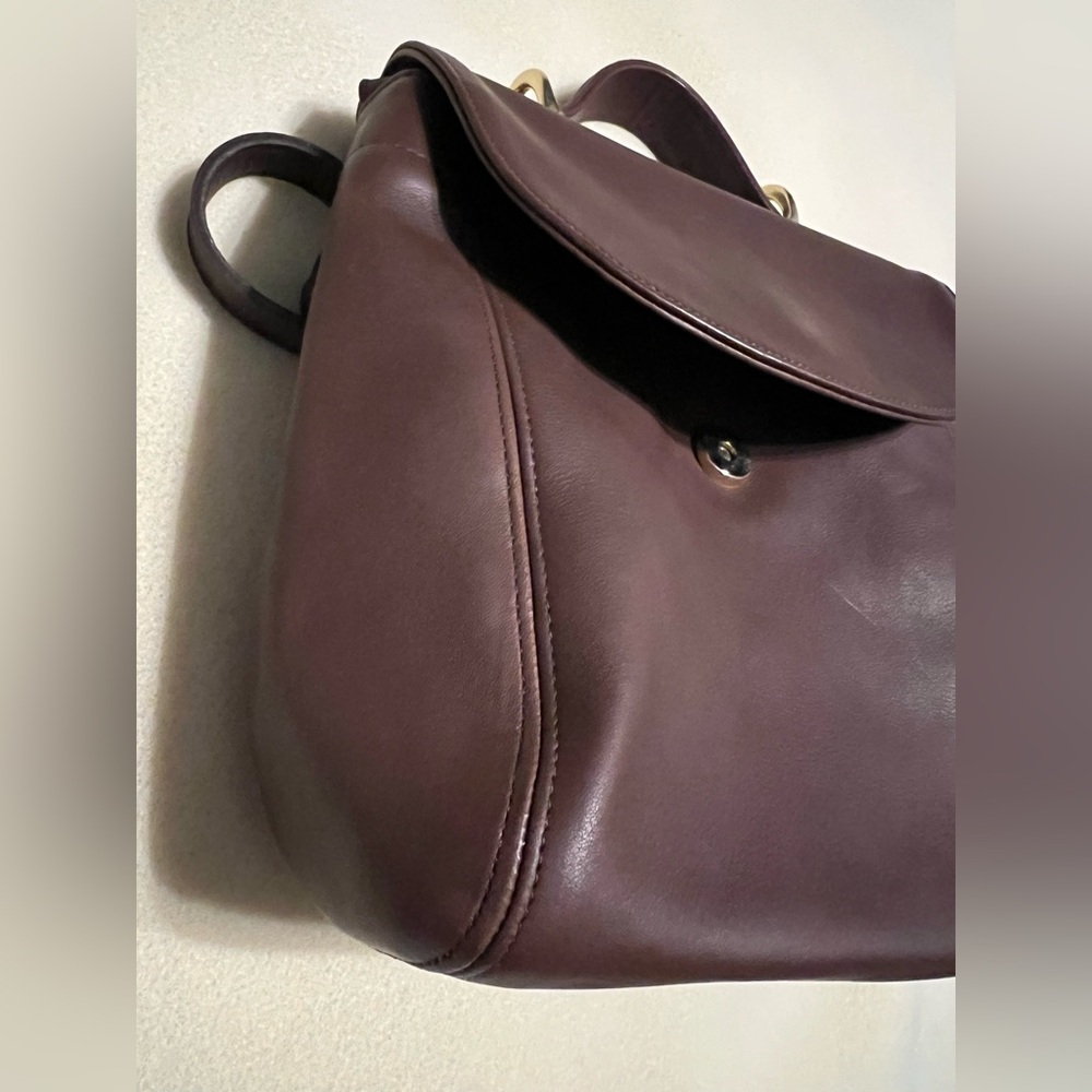 Coach Brown Leather Top-Handle Satchel with Gold Hardware - Picture 14 of 16